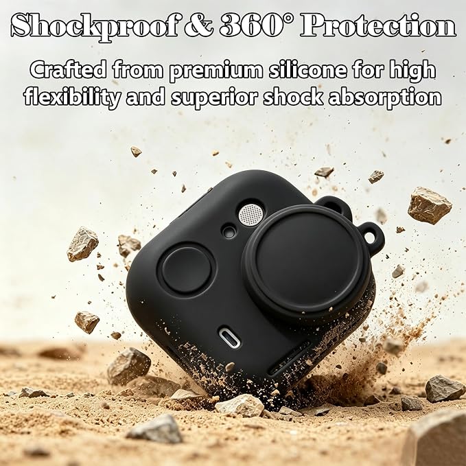 Silicone Protective Case, Screen & Lens Protector with Hard Carry Bag for Insta360 Go Ultra (Black) - Image 4
