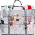 KABAQOO Mesh Beach Bag, Extra Large Beach Bags with 9 Pockets & Zipper Waterproof Lightweight Beach Tote for Beach/Pool Trip by KABAQOO