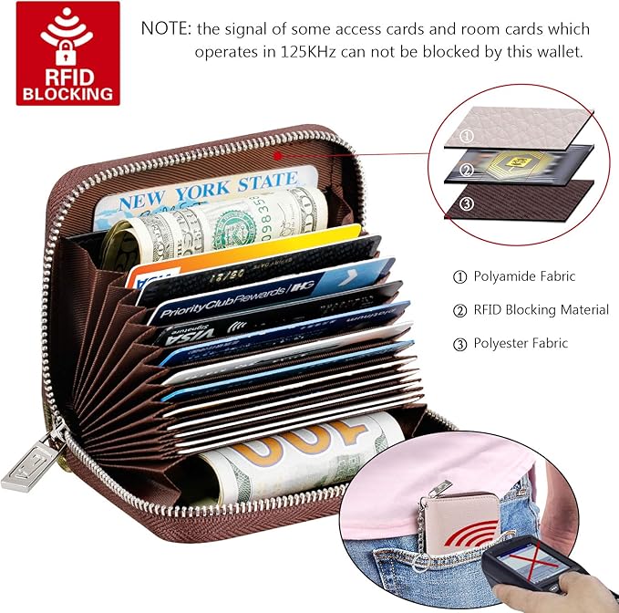 FurArt Zipper Wallet Women RFID Credit Card Holder keychain Wallet | ID Window RFID Blocking Compact Small business 15/16 slots - Image 5