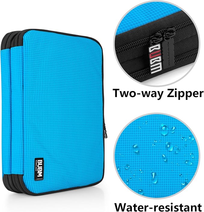 BUBM Double Layer Electronic Accessories Organizer, Travel Gear Bag for Cables, USB Flash Drive, Plug and More, Perfect Size Fits for iPad Mini (Medium, Blue) | Travel Gadget Bag for Cables, USB Flash Drive, Plug and More, Perfect Size Fits for iPad Mini - Image 5