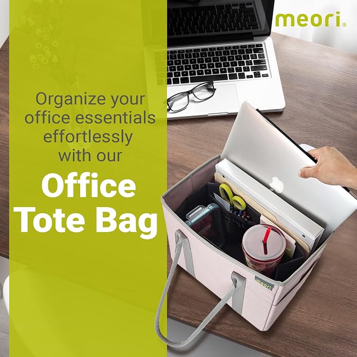 meori Office Tote Bag Carry Laptop Essentials Sturdy Bottom Stays Upright 3 Handy Pockets - Image 2