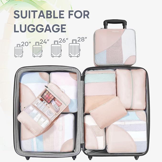 10 Set Packing Cubes for Travel, Gifts for Women Mom,Anti-Tearing Suitcase Organizer for Luggage with Shoe & Hanging Toiletry Bag,OlarHike Vacation Essentials & Accessories for Cruise Ship - Image 6