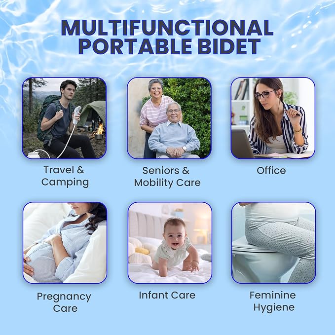 2Clean Portable Bidet, USB Rechargeable High Pressure Travel Sprayer, Home | 2.5L water container with adjustable spray and wall bracket. Lightweight portable bidet for travel, home, camping, and work. - Image 6