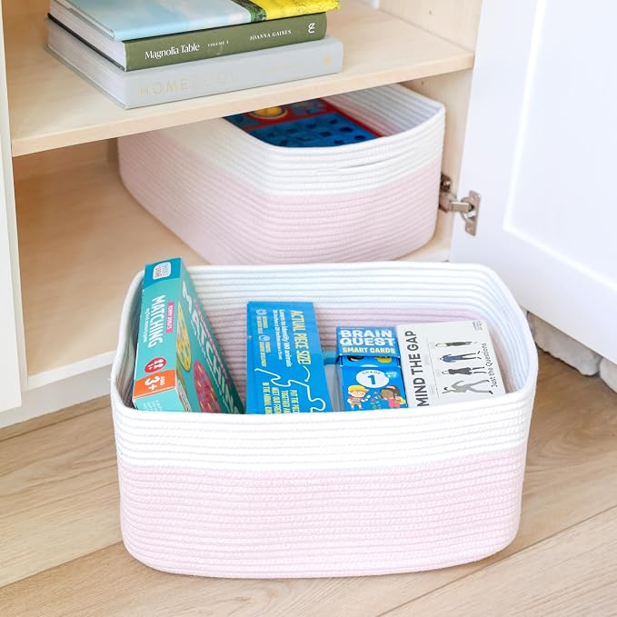NaturalCozy Storage Baskets 16.8”x13”x7.6” Cotton Rope Woven Baskets for Organizing 3-Pack | Toy Storage Bins | Basket for Shelves, Laundry, Blanket, Clothes, Closet, Kitchen, Bathroom, Gifts - Image 7