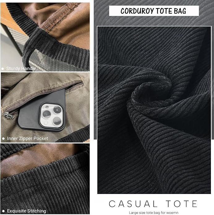 Canvas Tote Bag for Women Large Hobo Shoulder Bag for Work Travel Casual Message Bag Tote Purse handbags - Image 6