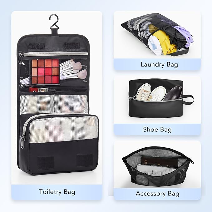 OlarHike 10 Set Compression Packing Cubes for Travel Essentials,Compressible Expandable Space Saver Bags for Organizing Clothes,Luggage Suitcase Garment Bags with Over 1000 pcs Mesh Holes(Black) - Image 5