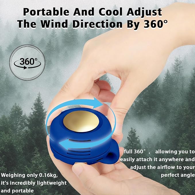 Portable Clip-On Fan, Mini USB Rechargeable 360° Rotatable Fan, Personal Fan 3-Speed Silent Mini Bladeless Fans (1 pack（Dark blue) - Image 4