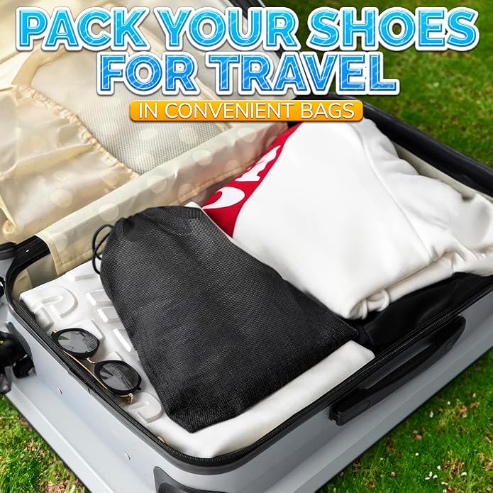 Travel Shoe Bags for Packing in Suitcase, 10 Pcs, Breathable Fabric | Shoe Bags for Travel, Non Woven Fabric, Drawstring, 15.75 x 11.80 in, Dust Proof, for Sneakers, Heels, Gym & Dance Shoes - Image 5