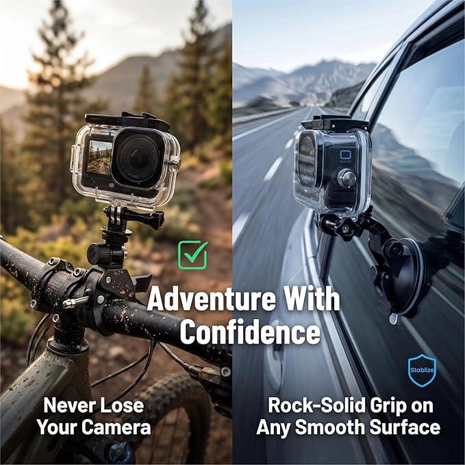 Accessories Kit for DJI OSMO Action 6, Large Carrying Case, Waterproof Housing Case, Handlebar Clamp, Screen Protector, Selfie Stick, Chest Head Strap, Backpack Belt, Floaty Bobber, Suction Cup - Image 4