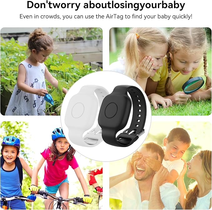Waterproof Silicone Bracelet for Tile Mate 2024/2022, Hidden GPS Tracker Holder for Kids, Teens & Elderly, Adjustable Anti-Lost Wristband, Durable, Lightweight, Comfortable Fit – Black/White - Image 6
