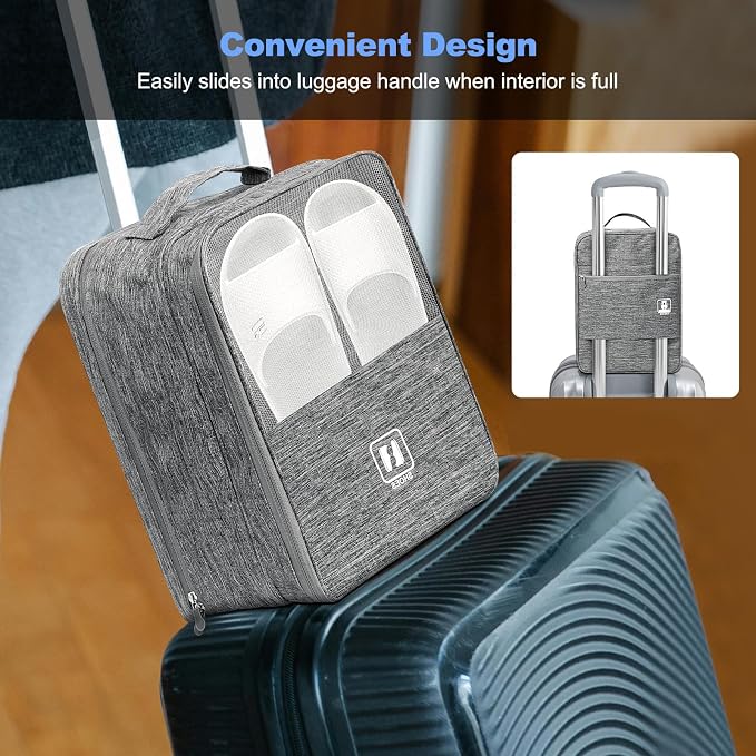Shoe Bags for Travel,Holds 3 Pairs of Shoes,for Travel&Daily Use | Large Capacity Travel Shoe Bag,Golf Shoe Bag,Portable Dance Shoe Storage Pouch,Sneaker Storage Bag(Grey) - Image 4