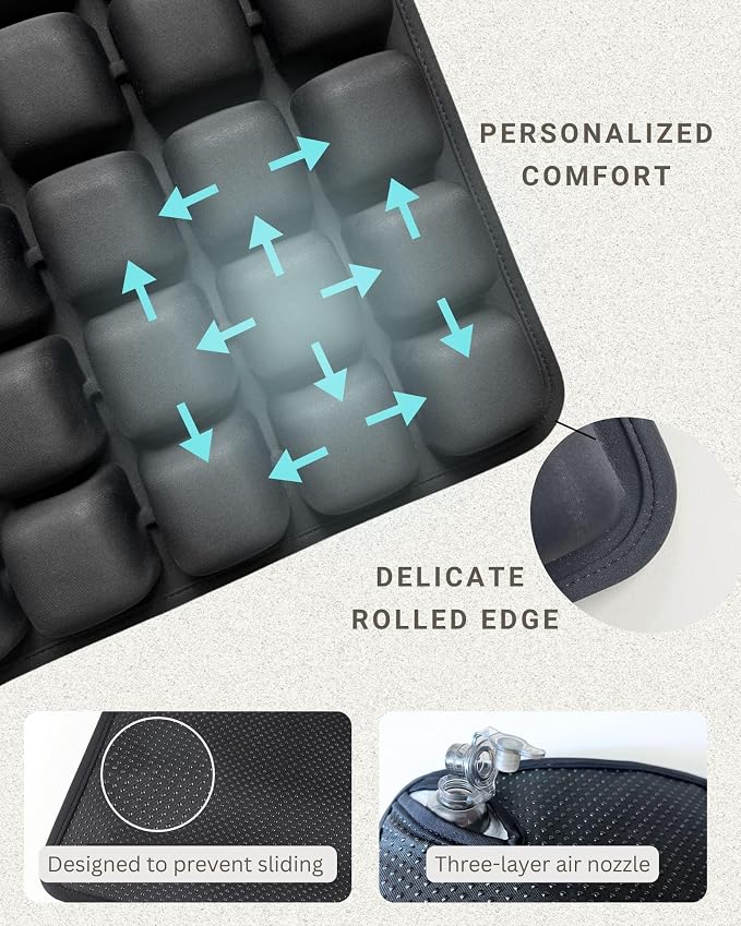 Travel Cushion, Inflatable Airplane Seat Cushion for Flights & Cars | Ergonomic design for tailbone support & pain relief. Lightweight for long flights, car, office & wheelchairs. - Image 2