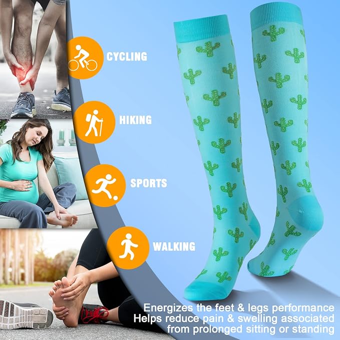 cerpite Compression Socks for Women & Men 6 Pairs Knee High Compression Socks 20-30 mmhg Best for Running,Nurse,Travel - Image 5