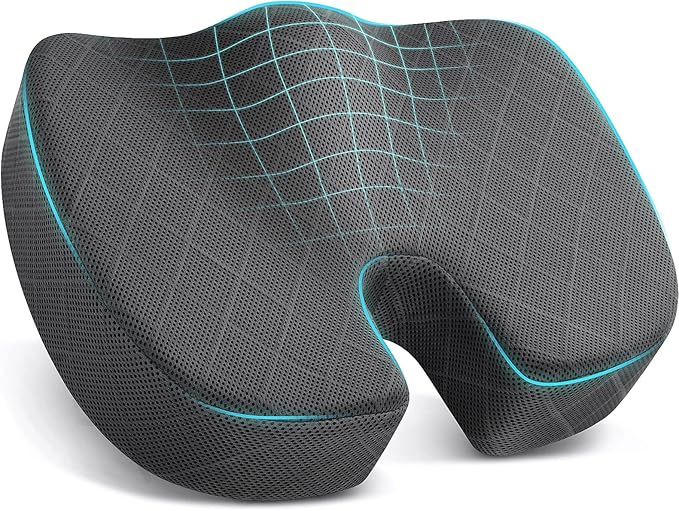 Seat Cushion - Memory Foam Sitting Pillow for Office Chair, Car Seat, Airplane, Bleacher - Sciatica & Hip & Coccyx Pain Relief Desk Chair Cushion for Long Sitting Office Workers, Car Drivers | for Car Seat, Airplane, Desk Chair - Sciatica & Hip & Coccy... by TushGuardSeatCushonsPillows