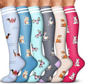 Acture 6 Pack Compression Socks for Women and Men - Knee High for Medical, Running, Nurses, Travel by Acture