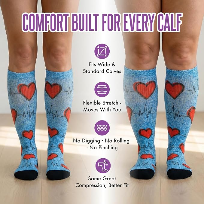 Crazy Compression Socks, Comfortable Support Socks for Recovery, Travel, Hiking, and Long-Hour Comfort w/Fun Designs - Image 8