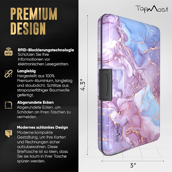 TopMost Aluminum Wallet, Card Case Wallet, Metal RFID Credit Card Holder for Men & Women, 6 Cotton Slots for 10-12 Cards And Bills, Rfd Protective - Image 2