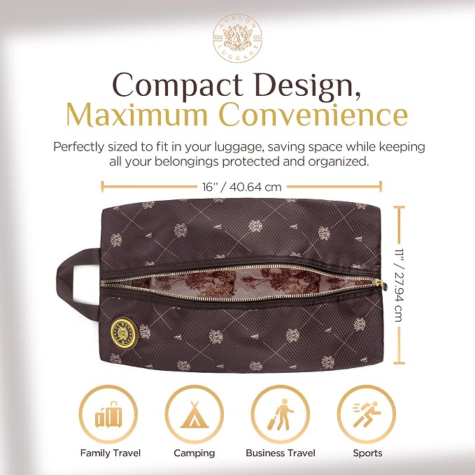 Shoe Bags for Travel - Footwear Organizer for Suitcases, Gym, Work Trips | Signature Edition (Brown Premium) - Image 2