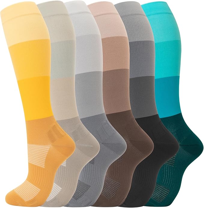 fenglaoda 6 Pairs Compression Socks for Women & Men Knee High Cute Circulation Socks for Nurse Pregnant Travel Athletic by fenglaoda