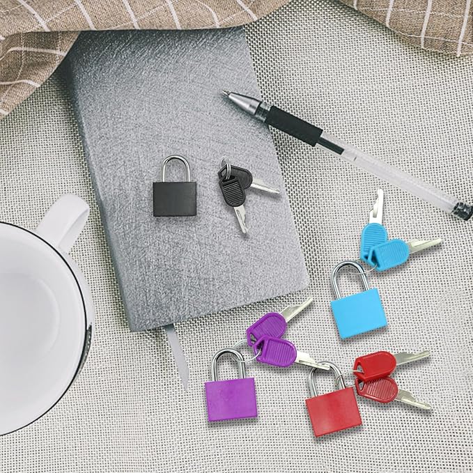 10Pack Suitcase Locks with Keys, 23mm Small Luggage Padlocks Multicolor, Solid Brass Mini Padlocks for Suitcase, Luggage, Travel Bag, Backpack Zipper, Jewelry Box, Diary Books, Drawer, Toolbox - Image 5
