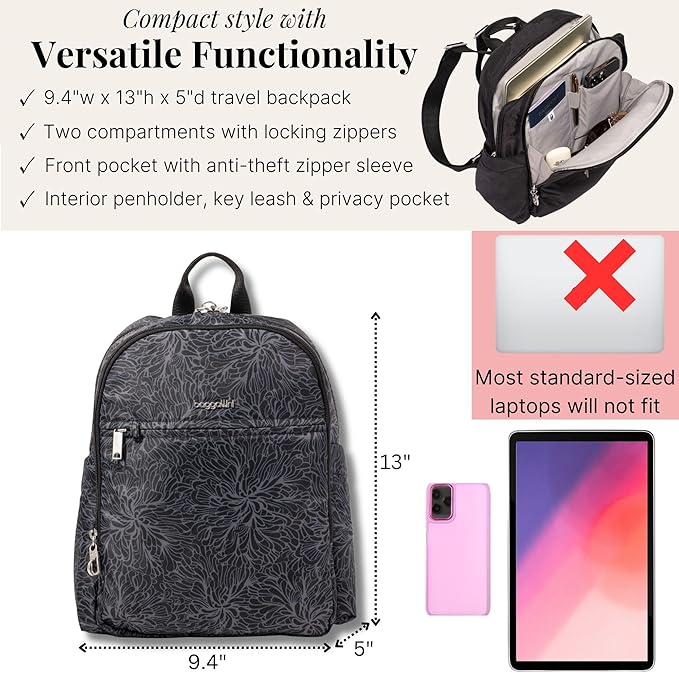 Securtex Anti-Theft Getaway Backpack - 9.4"x13"x5" Travel Safe Bag w/Locking Zippers, Slash-Resistant, RFID - Image 3