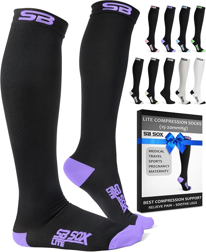 SB SOX Compression Socks for Men & Women (15-20mmHg) | Best Compression Socks for Flying, Medical, Sports, Wide Calf Fit, Pregnancy, and Daily Wear by SBSOX
