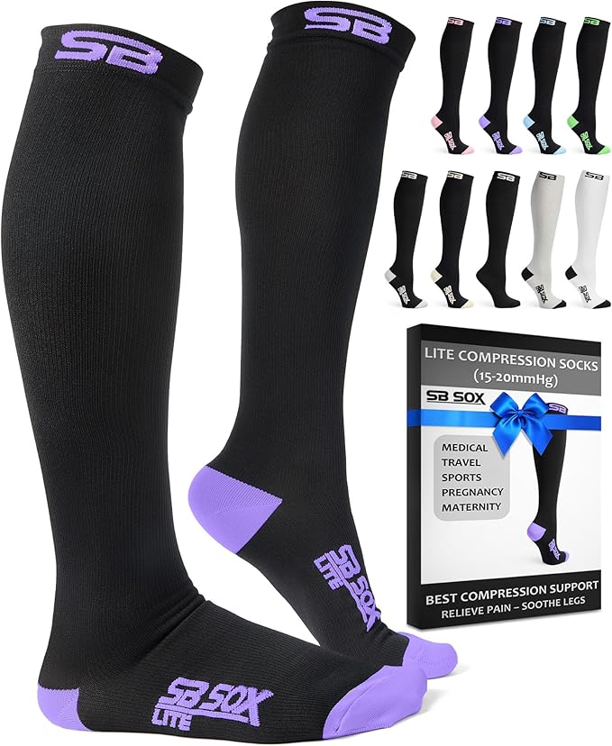 SB SOX Compression Socks for Men & Women (15-20mmHg) | Best Compression Socks for Flying, Medical, Sports, Wide Calf Fit, Pregnancy, and Daily Wear by SBSOX