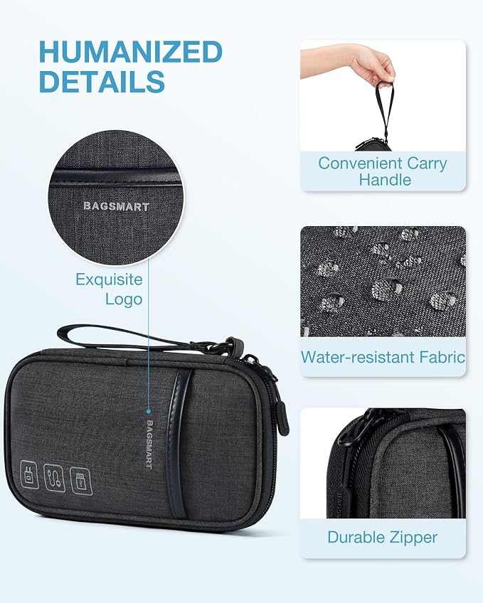 BAGSMART Cord Organizer Travel Cable Organizer Bag Tech Electronic Organizer Travel Case, Travel Essentials for Charger, Cable, Phone, Flash drive, Single Layer - Black | Travel Essentials, Tech Organizer Pouch, Cord organizer bag for Cables, Compact T... - Image 6