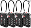 TSA Approved Luggage Lock with Alert Indicator, 4-Digit Resettable Combination, Durable Zinc Alloy Travel Lock for Suitcase, Backpack, Toolbox, Locker, All-Purpose, keyless – Black (4 Pack) by LUXOORO