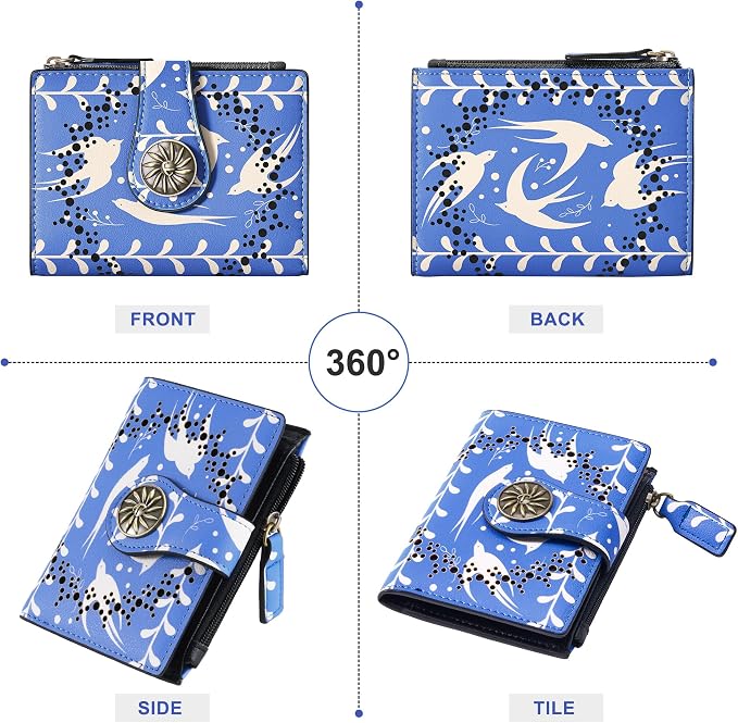 Tipmile Small Wallet Women Coin Pocket Bifold RFID Blocking Card Holder Leather Wallets with Zipper - Image 7