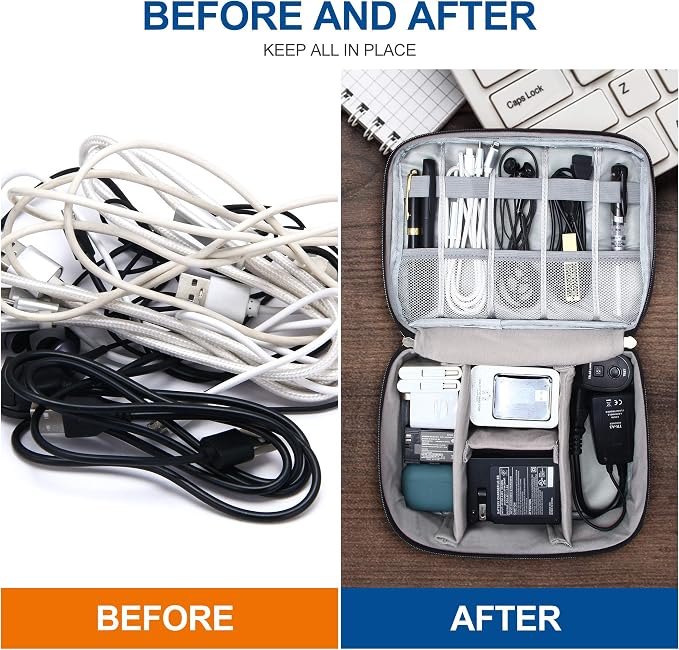 SELLYFELLY Electronics Organizer Travel Universal Cable Organizer Bag Waterproof Electronics Accessories Storage Cases for Cable, Charger, Phone, USB, SD Card, Hard Drives, Power Bank, Cords - Image 7