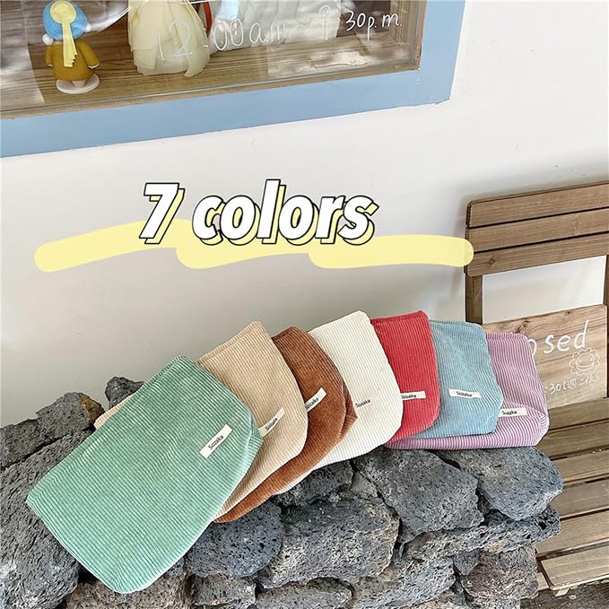 Cosmetic Bags for Women - Corduroy Cosmetic Bag Aesthetic Women Handbags Purses Smile Dots Makeup Organizer Storage Makeup Bag Girls Case Bags (Pure Green) - Image 7