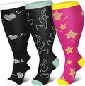 Genovega 3 Packs Wide Calf Compression Socks for Women Men Knee Hight S/M-4XL for Gifts by genovega