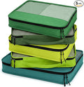 5 Pcs Packing Cubes for Suitcase Large Travel Cubes Carry on Luggage Organizer Bags for Clothes Accessories(Mixed,Green) by Bulyoou