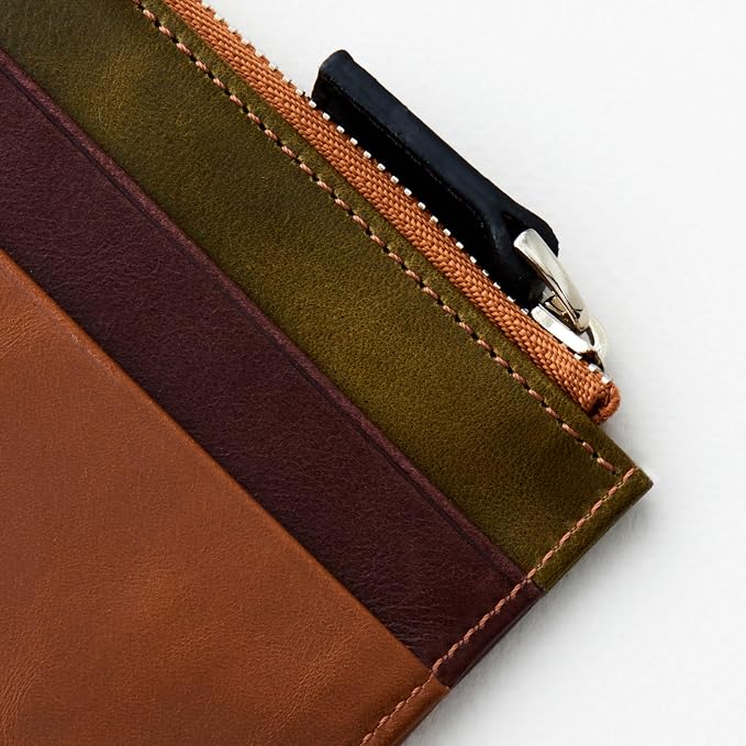 RFID Blocking Zipper Wallet, Slim Business Card Holder, Men & Women, Handcrafted Full-Grain Leather, Gift Box & Pouch, Christmas & Birthday, Tan (Plus Colors) - Image 6