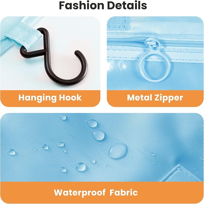 Portable Hanging Toiletry Bag for Travel, Small Multifunctional Makeup Cosmetic Bag for Women, Waterproof Travel Toiletries Organizer, Shower Bathroom Pouch with Hook for Gym, Camping, Business Trips - Image 5