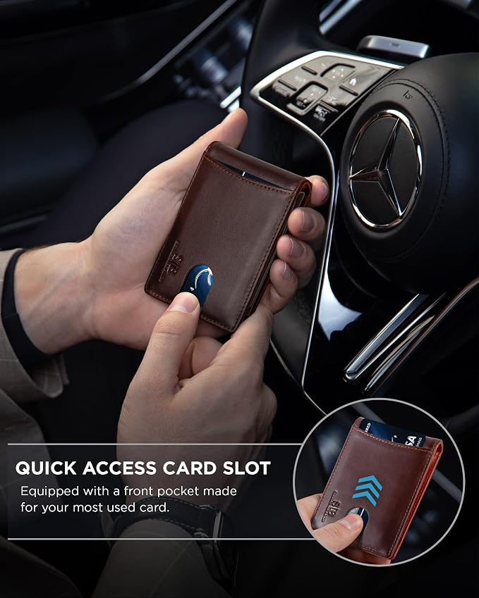 SERMAN BRANDS RFID Blocking Slim Bifold Genuine Leather Minimalist Front Pocket Wallets for Men with Money Clip Thin Mens - Image 3
