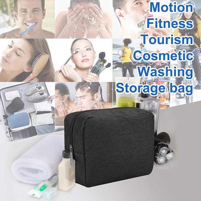 E-Tree Makeup Bag, Big Travel Make up Pouch, Zipper Large Cosmetic Brush Skin Care Case, Toiletry Bags for Traveling Women Man,Tech Electronic Organizer,Small Canvas Storage for Personal Items,Black - Image 5