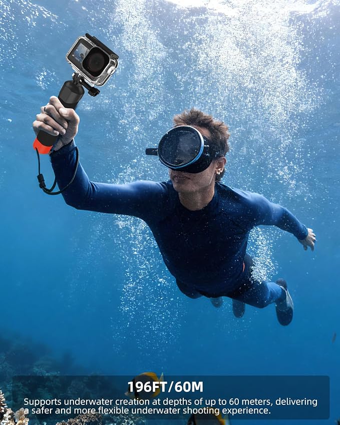 Osmo Action Waterproof Case + Floating Handle Grip for DJI Action 5 Pro/4/3 | for Xtra Edge, Diving Accessories Kit/Underwater Stick/Monopod/Housing Shell Cage for Scuba, Snorkeling, Water Shooting - Image 5