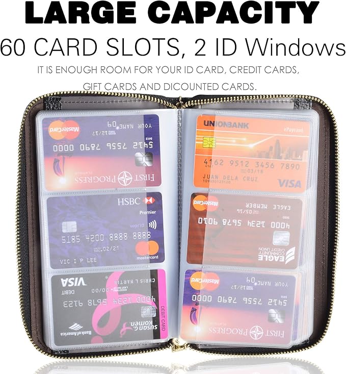 Easyoulife Credit Card Holder Wallet Womens Zipper Leather Case Purse RFID Blocking - Image 3