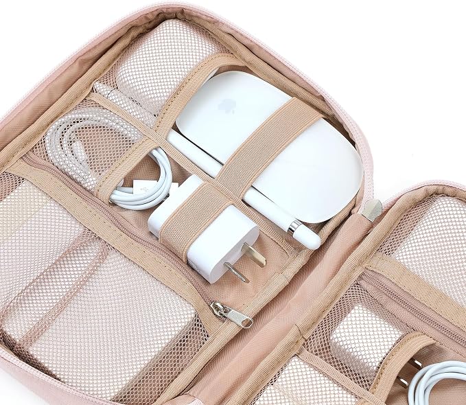 NISHEL Travel Cord Organizer, Electronic Cable Accessories Storage Bag | Bag for chargers, cables, phones, hard drives, USB devices and SD cards, ideal for travel and daily use,Pink - Image 4
