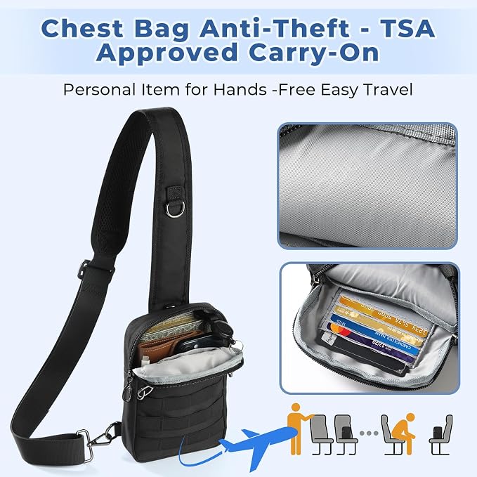 Anti Theft Sling Bag Tactical Small Shoulder Chest Crossbody Bag for Men Women with Zipper Lock RFID Blocking - Image 5