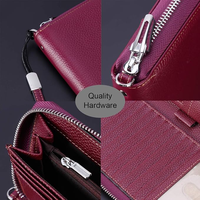 Small Compact Women Wallet RFID Blocking Genuine Leather Bifold Purse with ID Windows - Image 4
