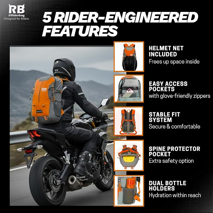 Reflective Motorcycle Backpack, Hi Viz Commuter Riding Bag | Designed by Riders for Everyday Rides with Laptop Compartment and Helmet Net. Built to Help You Be Seen. - Image 3