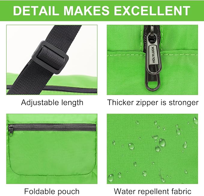 Foldable Travel Duffel Bag For Women & Men Luggage Great for Gym (Green) - Image 6