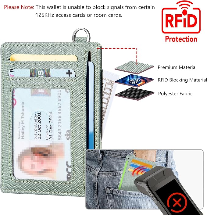 Mayski Slim Wallet, Credit Card Holder for Women, Minimalist Front Pocket RFID Blocking Card Cases, Small Wallet Women Men(Cross Green) - Image 6