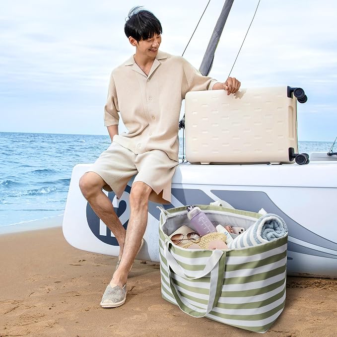 KALIDI 60L Extra Large Beach Tote Oversized Bag Zipper Utility Weekender | Anti Splash Huge Foldable Lightweight Duffle Carrier for Vacation Travel Shopping Reusable Grocery Organize - Image 2