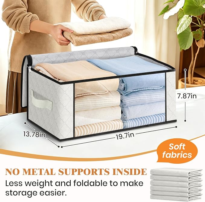 35L Closet Organizers, Foldable Under Bed Storage Containers | Storage Bags with Zippers,Window and Handles for Organizing Bedroom, Closet, Clothing,Organization with Handle - Image 2