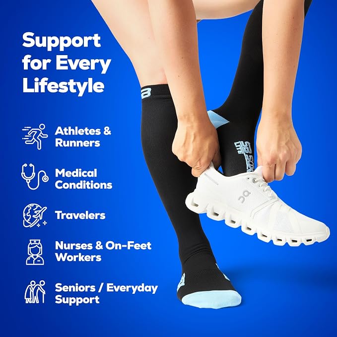 SB SOX Compression Socks for Men & Women (15-20mmHg) | Best Compression Socks for Flying, Medical, Sports, Wide Calf Fit, Pregnancy, and Daily Wear - Image 4