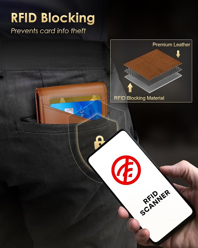 QLD 2026 Wallet for Men - RFID Blocking [Functional & Practical] Bifold Slim Minimalist Credit Card Holder Pop Up Wallet Metal Case with Cash Slot, Front Pocket with ID Window, Gift Boxed - Image 4
